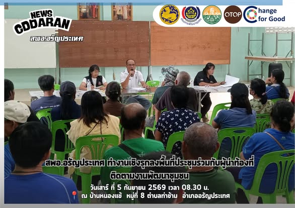 สพอ.อรัญประเทศ ทำงานเชิงรุกลงพื้นที่ประชุมร่วมกับผู้นำท้องที่ ติดตามงานพัฒนาชุมชน
